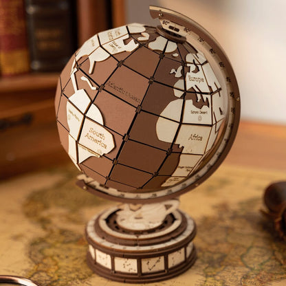 Houten 3D puzzel globe 16,2x14,6x23,4 cm