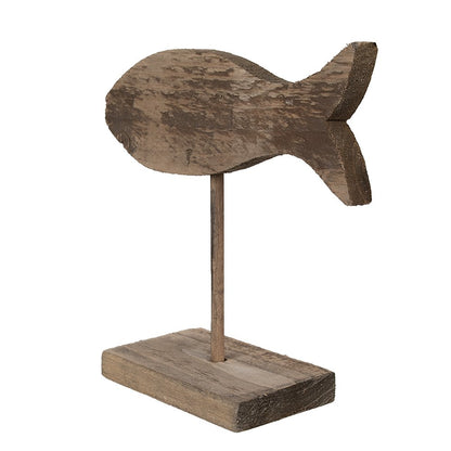 Houten visbeeld 20 cm bruin