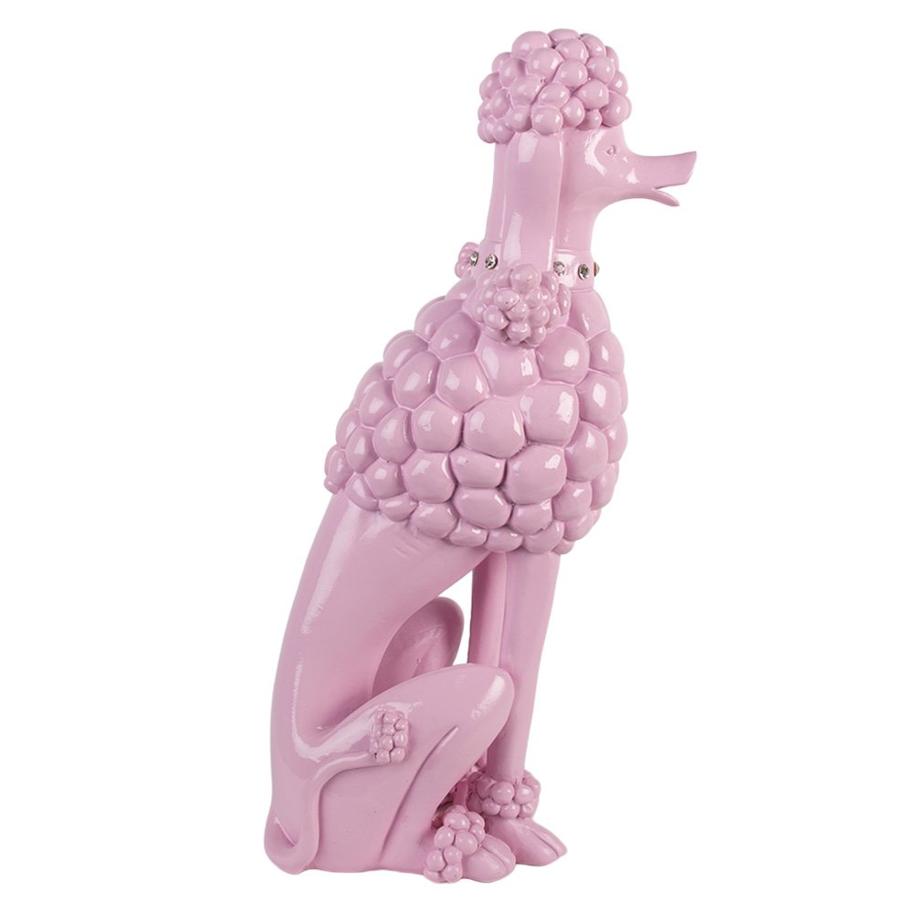 Decoratie Beeld Hond Poedel 13x17x33 cm Roze Kunststof