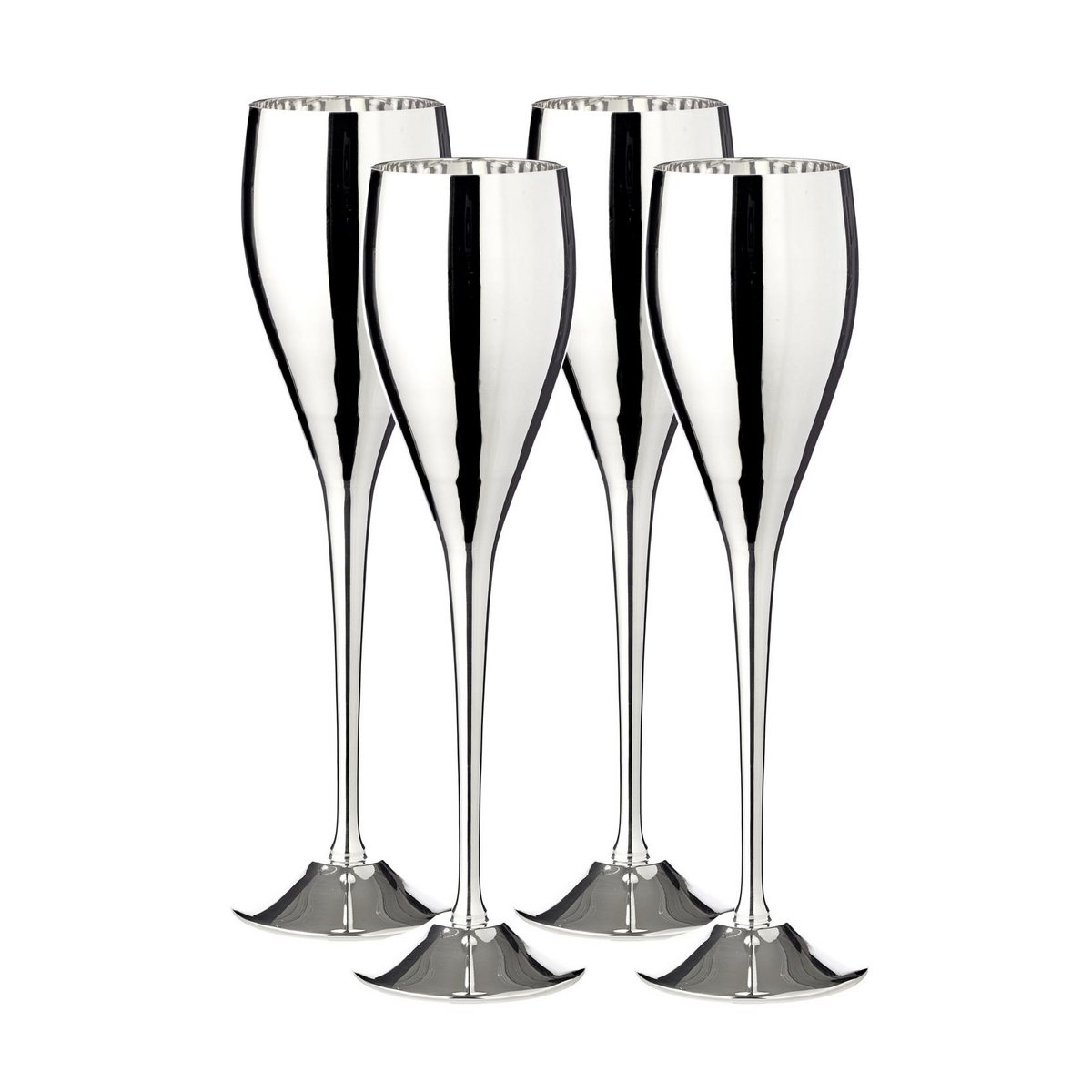 Champagneglazen 4 stuks H 23 cm verzilverd