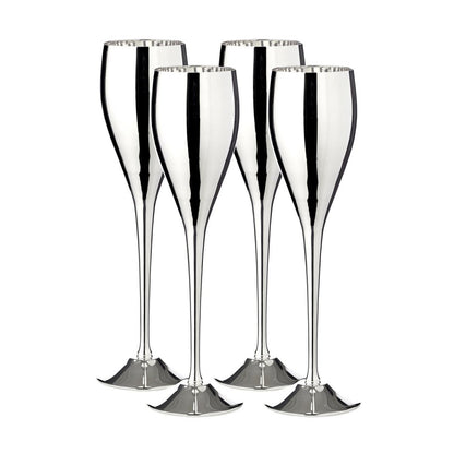 Champagneglazen 4 stuks H 23 cm verzilverd
