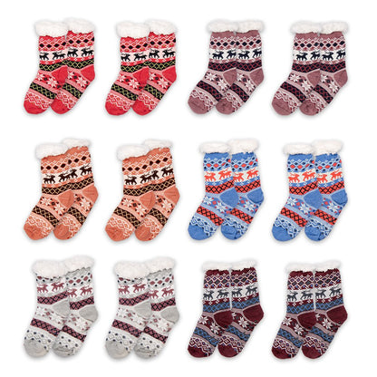 Kerstsokken 12 paar meerkleurig synthetisch anti-slip