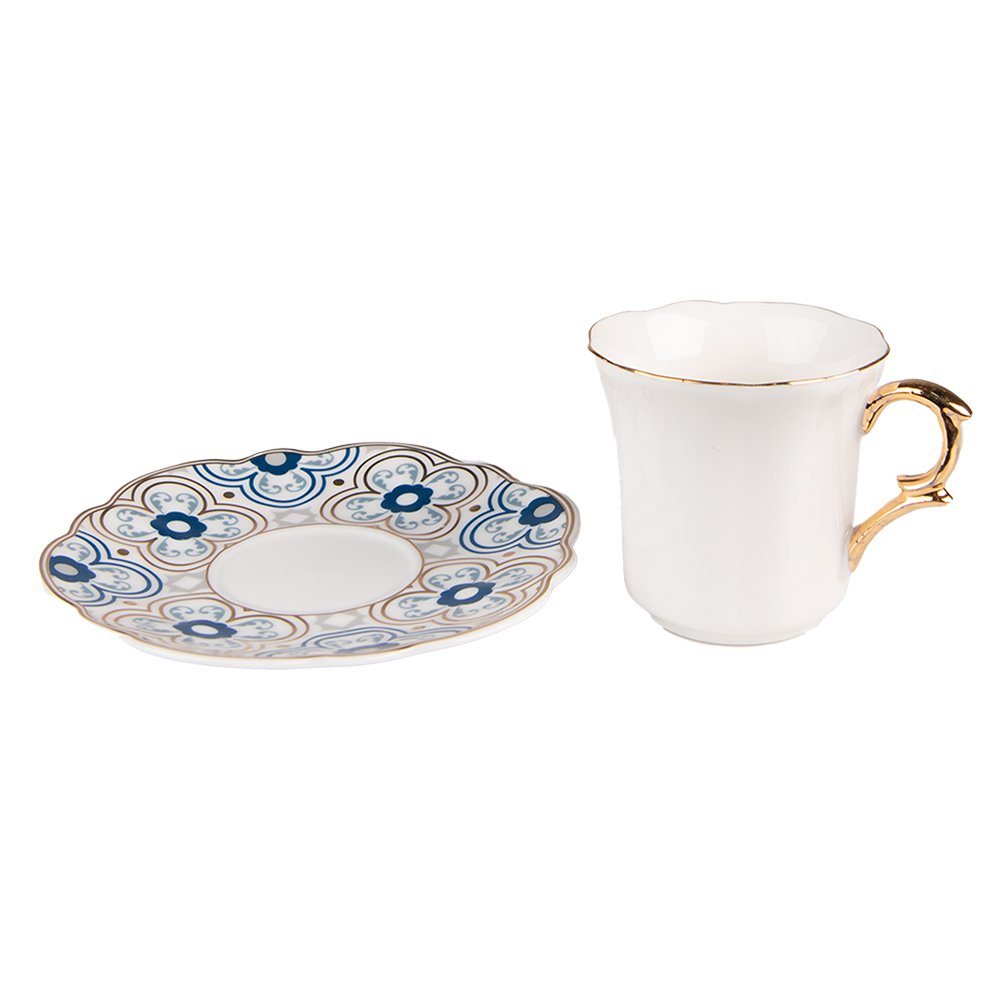 Kop en schotel 95 ml wit blauw