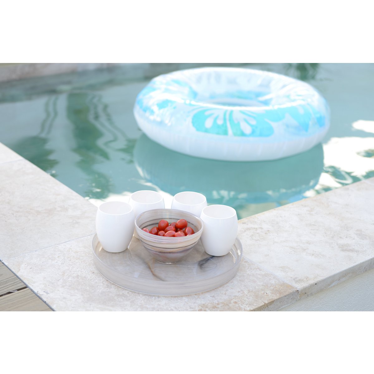 Glazen kom 15x15x8,5 cm beige