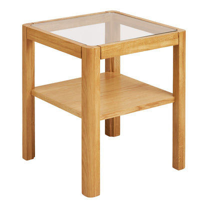 Bijzettafel eikenfineer gehard glas 40x40x45 cm naturel