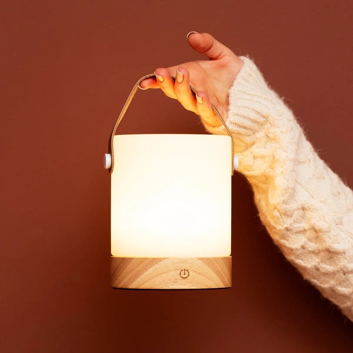 Tafellamp draadloos dimbaar USB-C lichtbruin 12x21 cm