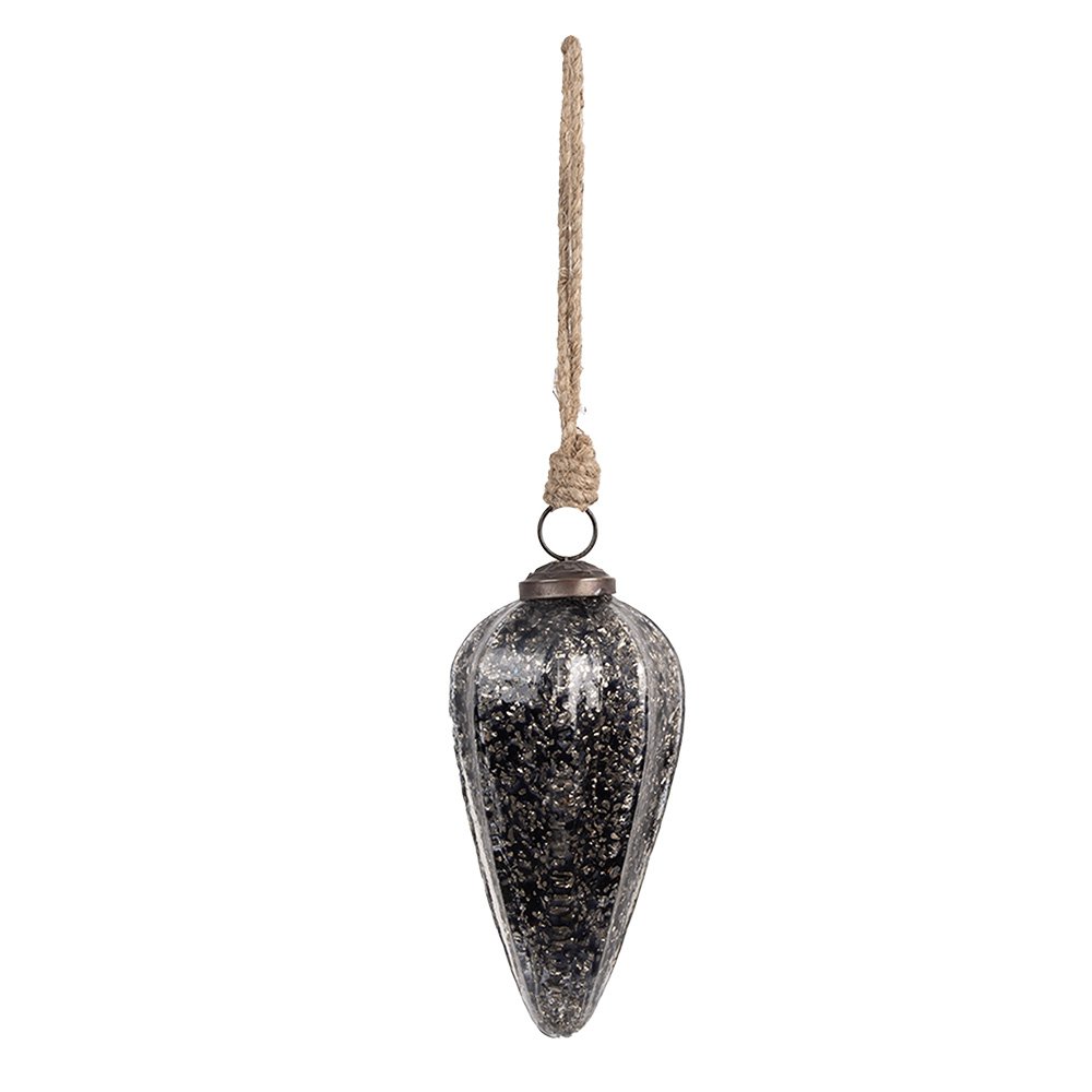 Kerstbal 6x13 cm zwart glas