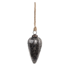 Kerstbal 6x13 cm zwart glas
