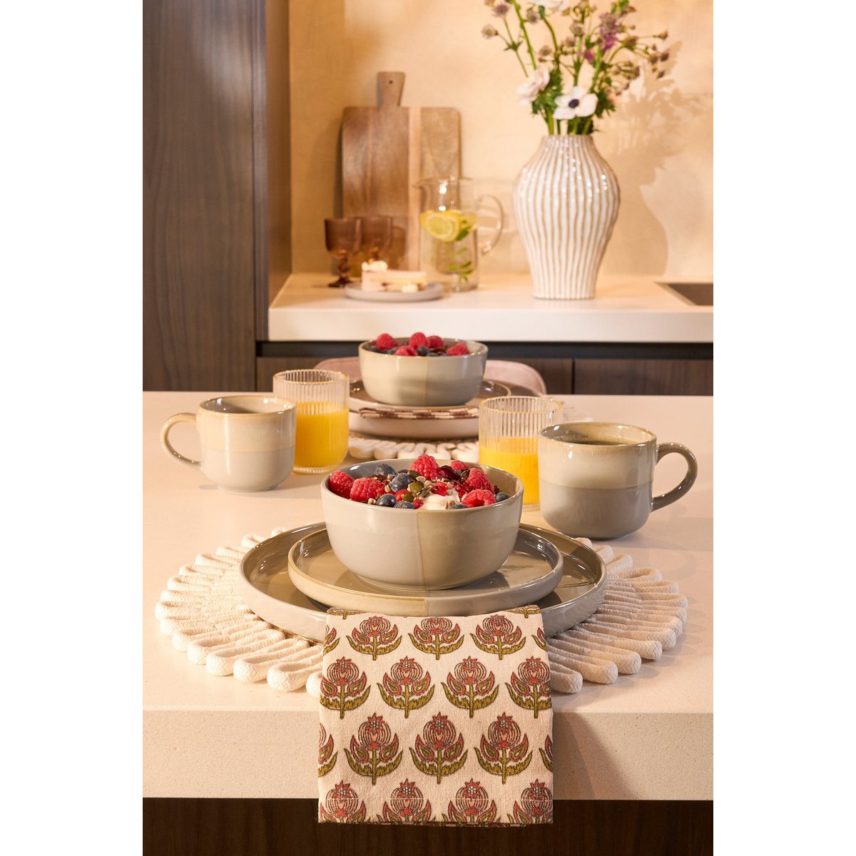 Servies set 16-delig grijs steengoed