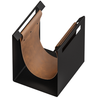 Tijdschriftenrek vegan leer 30x40x15 cm zwart
