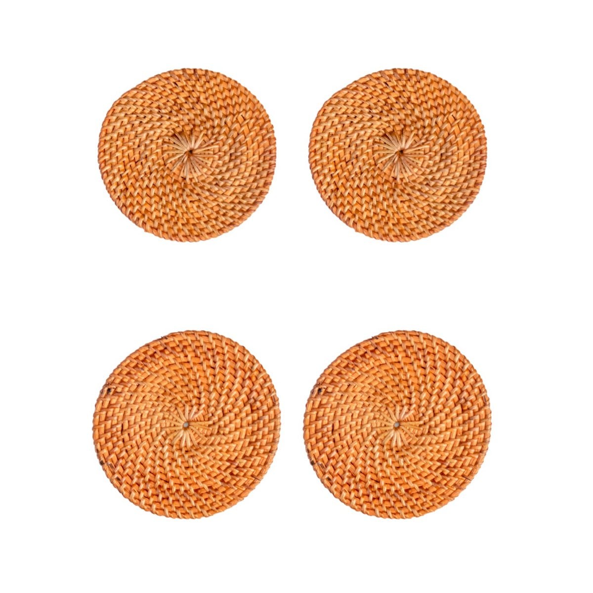 Rotan onderzetters set van 4 of 8 stuks 9 cm