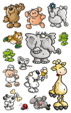 Papieretiketten 76x120 mm dieren glitter reliëf 3 vel