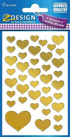 Folie stickers gouden hartjes 2 vel