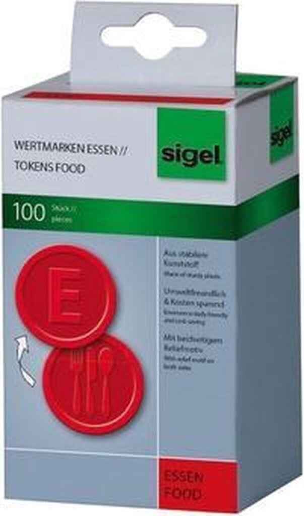 Sigel Waardemunten Sigel Kunststof 100 Stuks 25Mm Eten Rood
