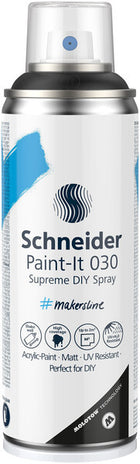 Schneider S-Ml03050001 Supreme DIY Spray Paint-It 030 Black 200ml Acrylic Paint