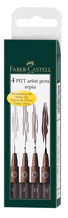 Faber Castell Pitt Artist Pen 4-delig etui donker sepia