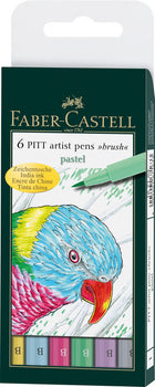 Faber Castell Pitt Artist Pen Brush etui 6 stuks pastel