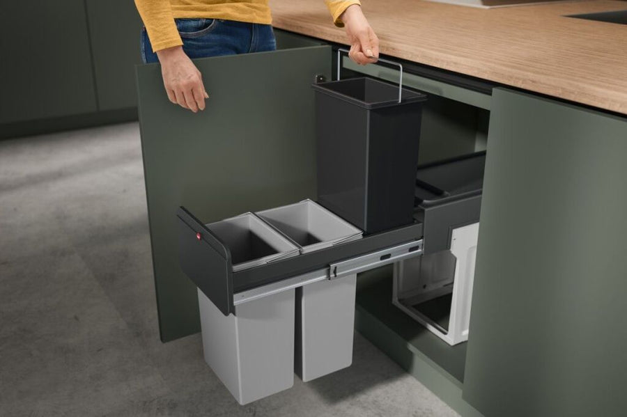 Hailo Inbouwemmer Eco-Line Trio L 3X10L Staal/Zwart