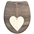 Schütte Toiletbril Met Soft-Close Wood Heart Duroplast Met Print Bruin en wit