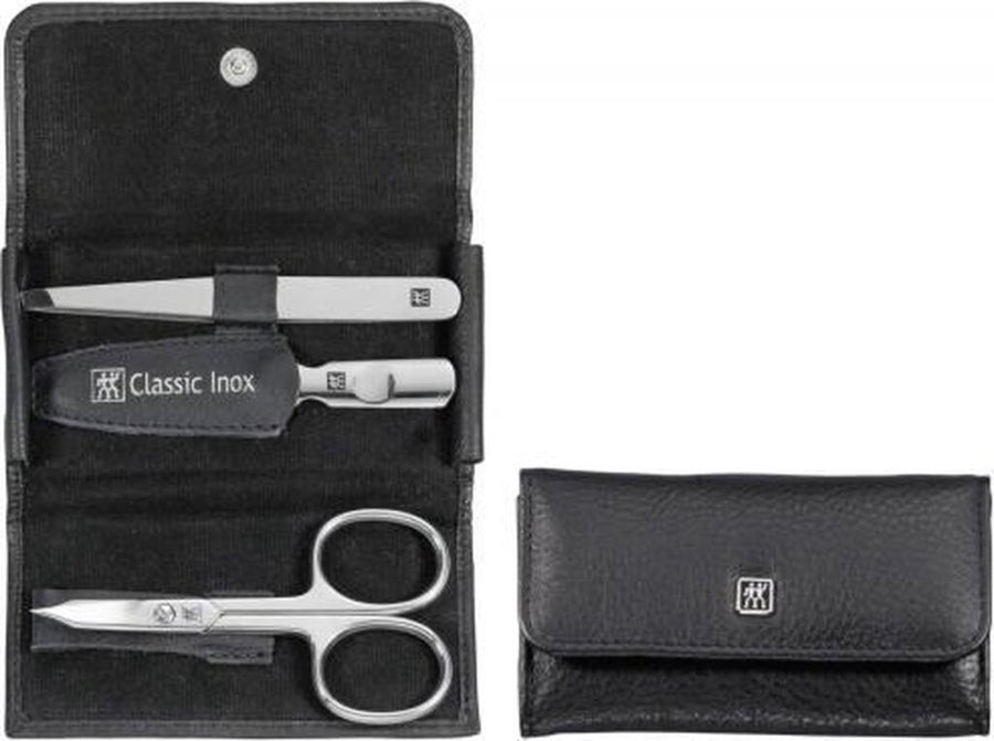 Diversen Zwilling Classic Inox Manicure Etui 3-Delig Rundleer Zwart