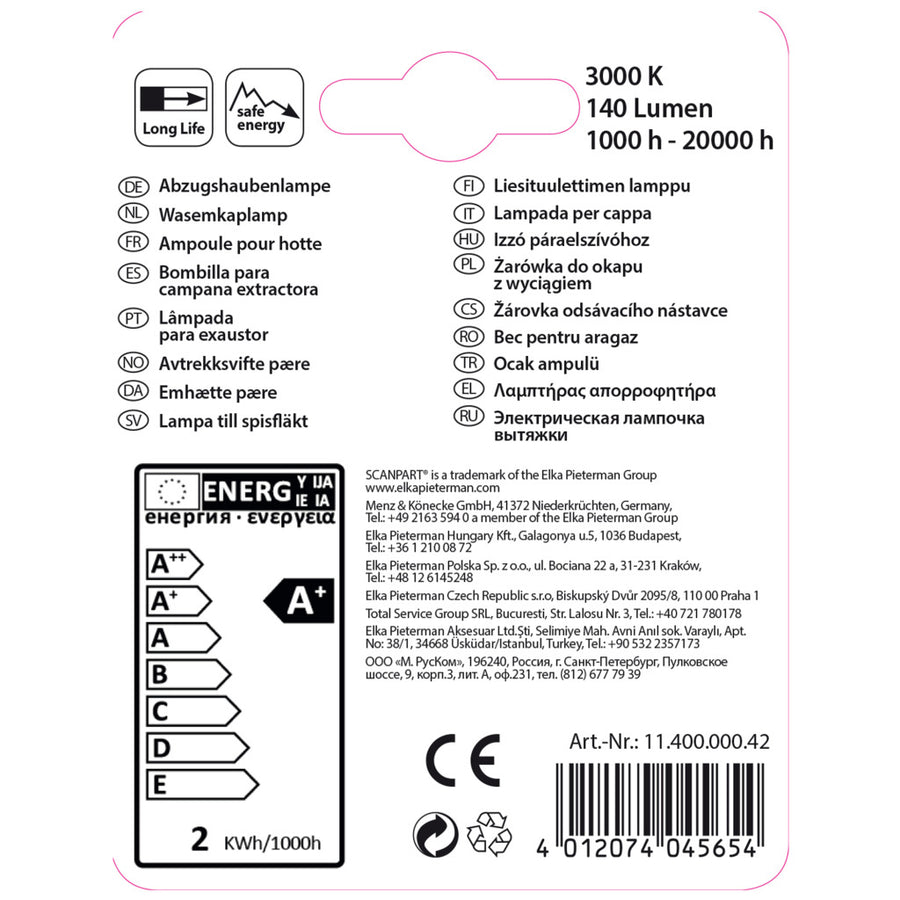 Scanpart Afzuigkaplamp E14 20W Led T26