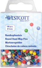 Westcott Ac-E10500 Map Pins Ø5mm Assorted Colors, Ø5mm x 16mm