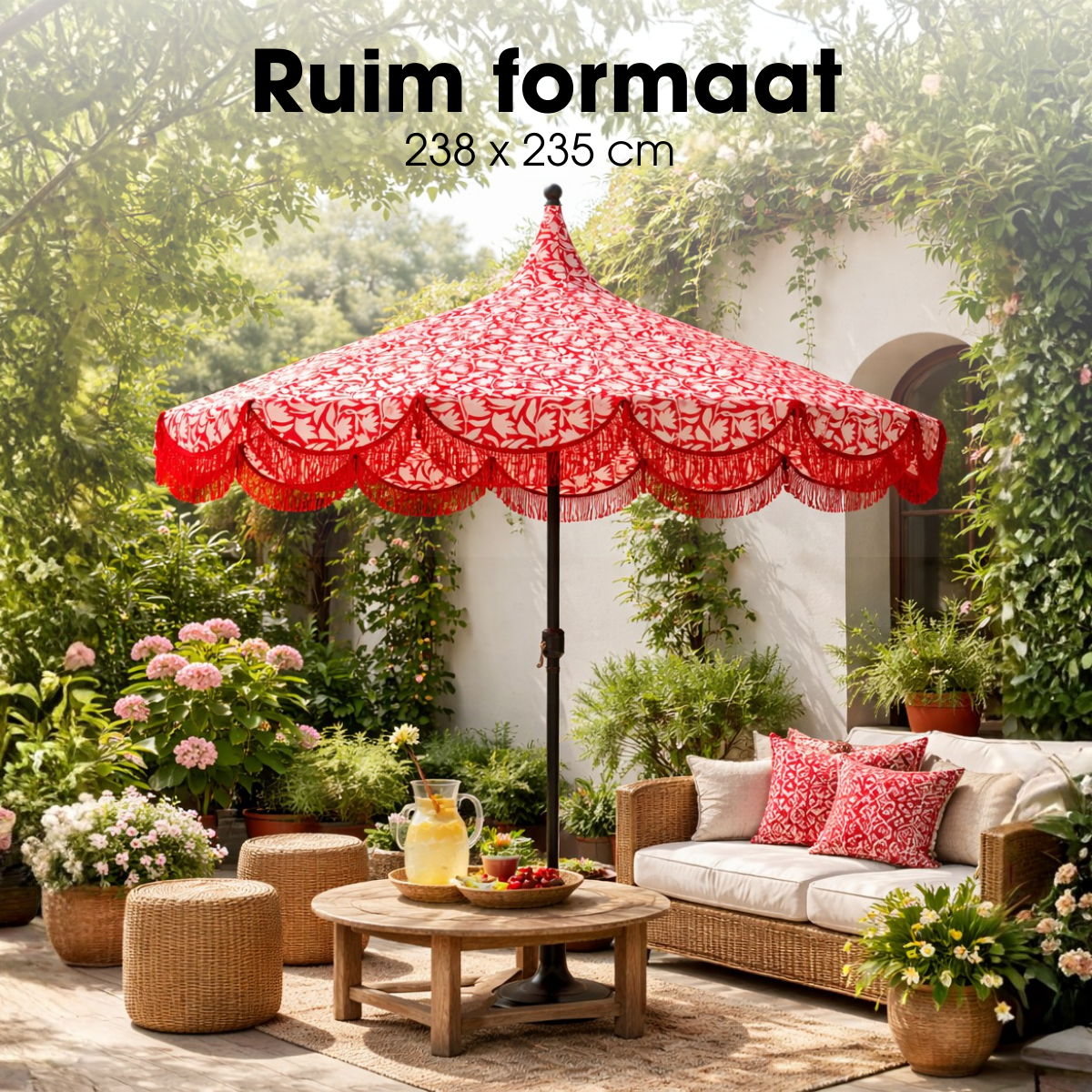 Parasol 235 cm rood polyester