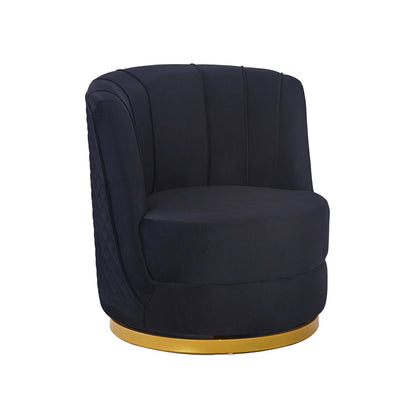 Black velvet swivel armchair