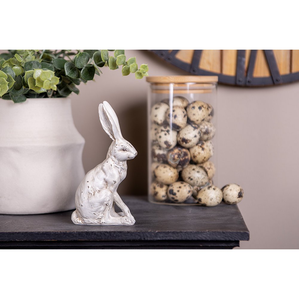 Decoration Figurine Rabbit 8x5x13 cm White Plastic