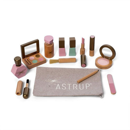 Houten make-up setje met toilettasje