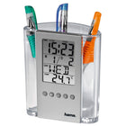 Bureauklok met thermometer en penhouder