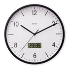 Wandklok 35 cm zwart wit met thermometer hygrometer