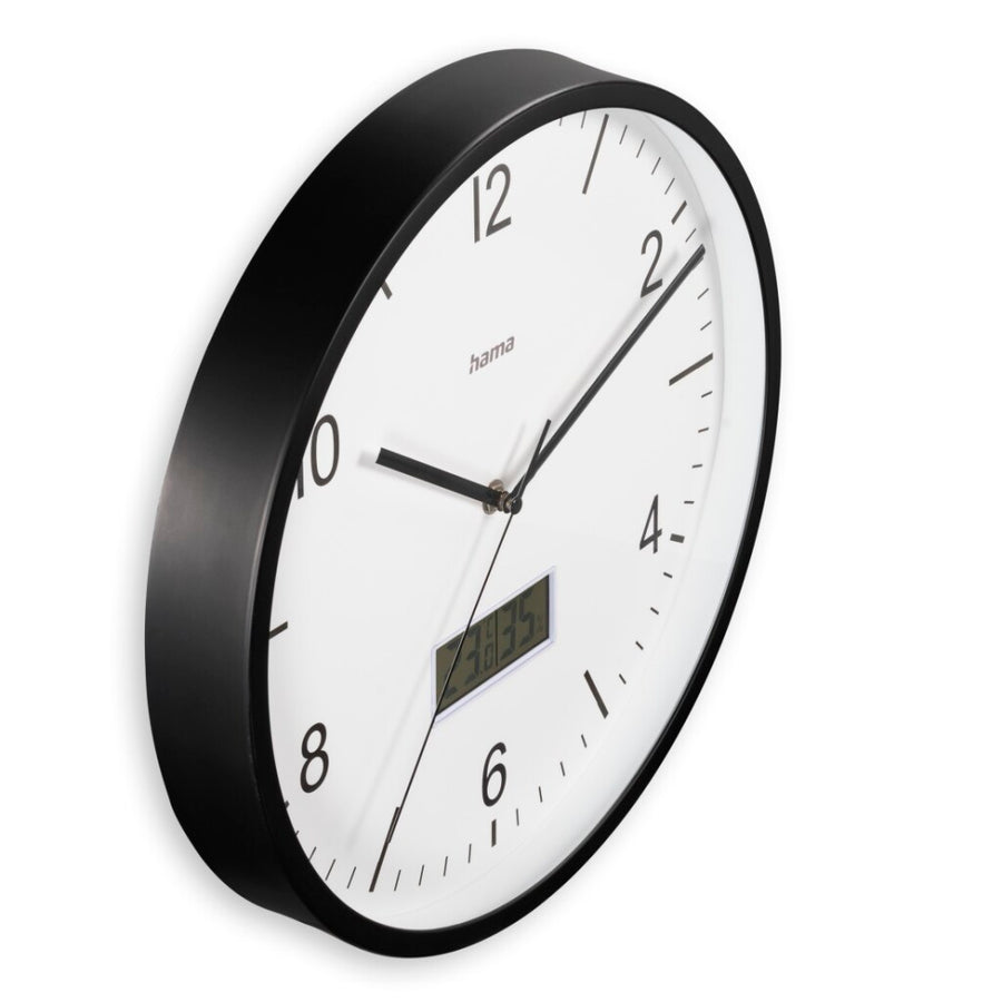 Hama Dcf Wandklok Lanzarote Tikt Niet + Thermometer En Hygrometer 35 Cm Zwart/Wit