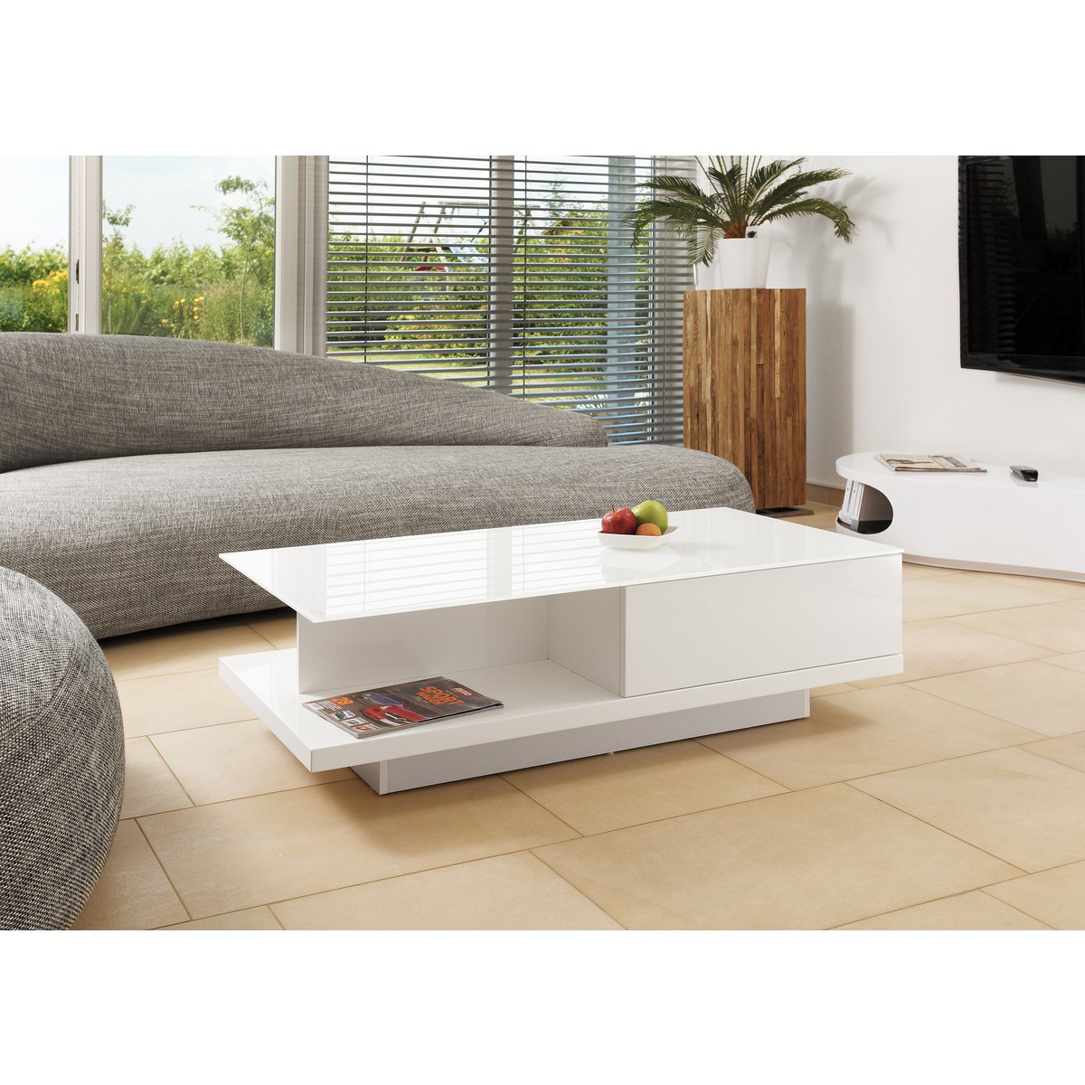 Salontafel 120x60x36 cm hoogglans wit