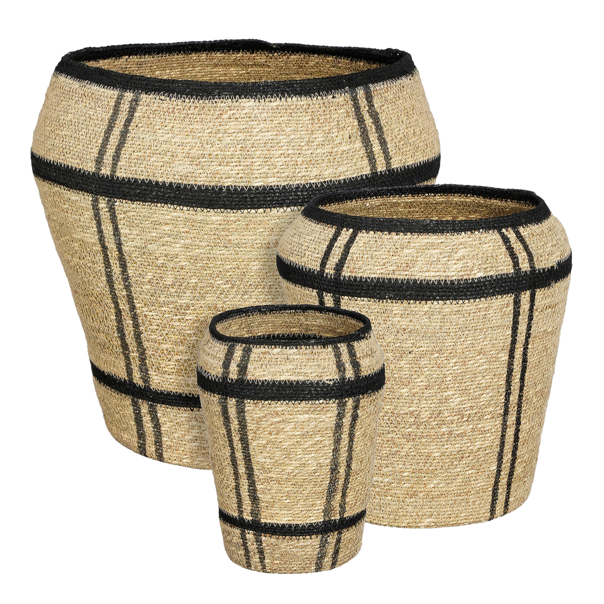 Opbergmand set 3 zeegras 38x30 cm lichtbruin