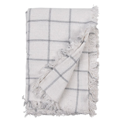 Throw 125x150 cm White Grey Cotton Stripes Blanket