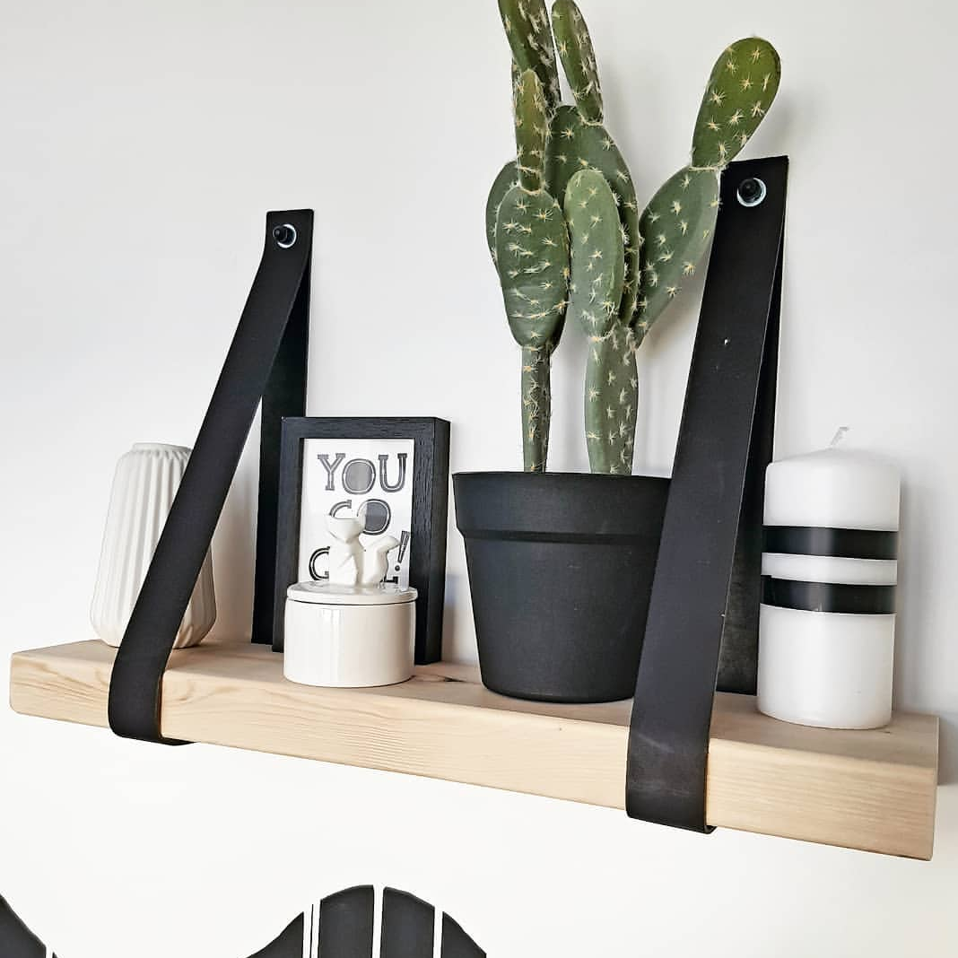 Leren plankdragers donker bruin set van 2