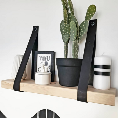 Leren plankdragers donker bruin set van 2