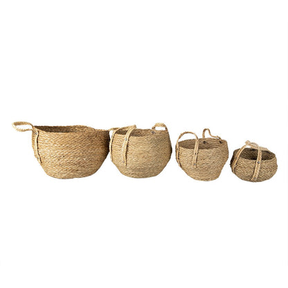 Opbergmand set van 4 bruin stro