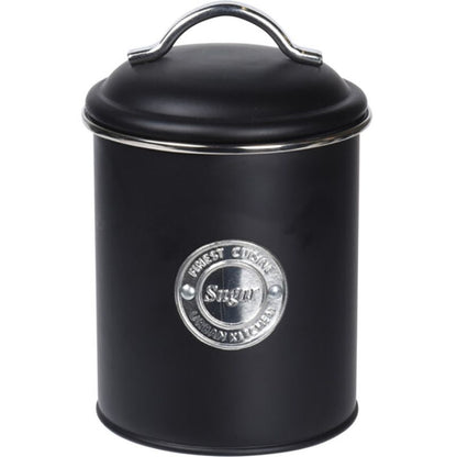 Excellent Houseware Voorraadbussen Klassiek Zwart - Set Van 3 Stuks