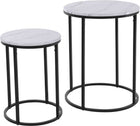 Bijzettafel set 2 stuks marmerlook wit 40x50 cm en 30x40 cm