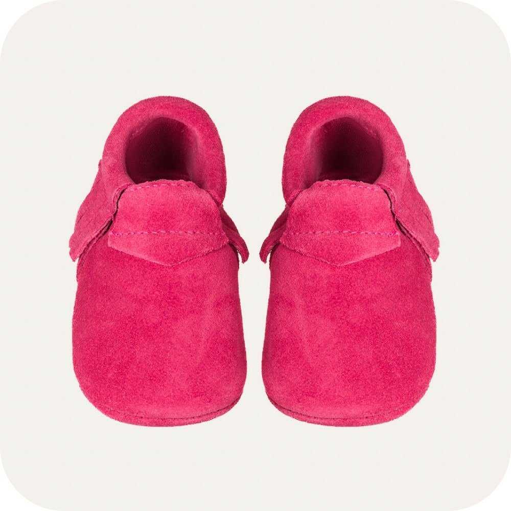 Babyslofjes suède mocassin effen roze