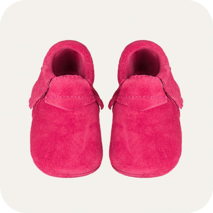 Babyslofjes suède mocassin effen roze
