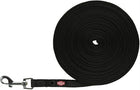 Hondenriem sleeplijn 10m x 1,5cm zwart rubber bekleed