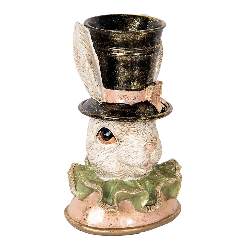Beeld konijn 29 cm beige kunststof glitter