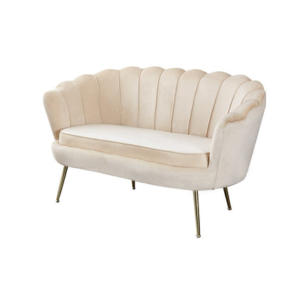 Zitbank beige fluweel 136x77x78 cm