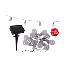 LED/solar light chain "light bulb", for outdoor use, plastic light chain, clear/transparent, with integrated LED