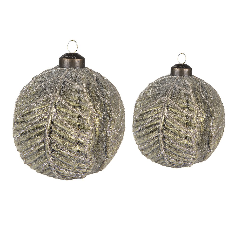 Kerstbal set 2 stuks Ø 10/8 cm groen glas