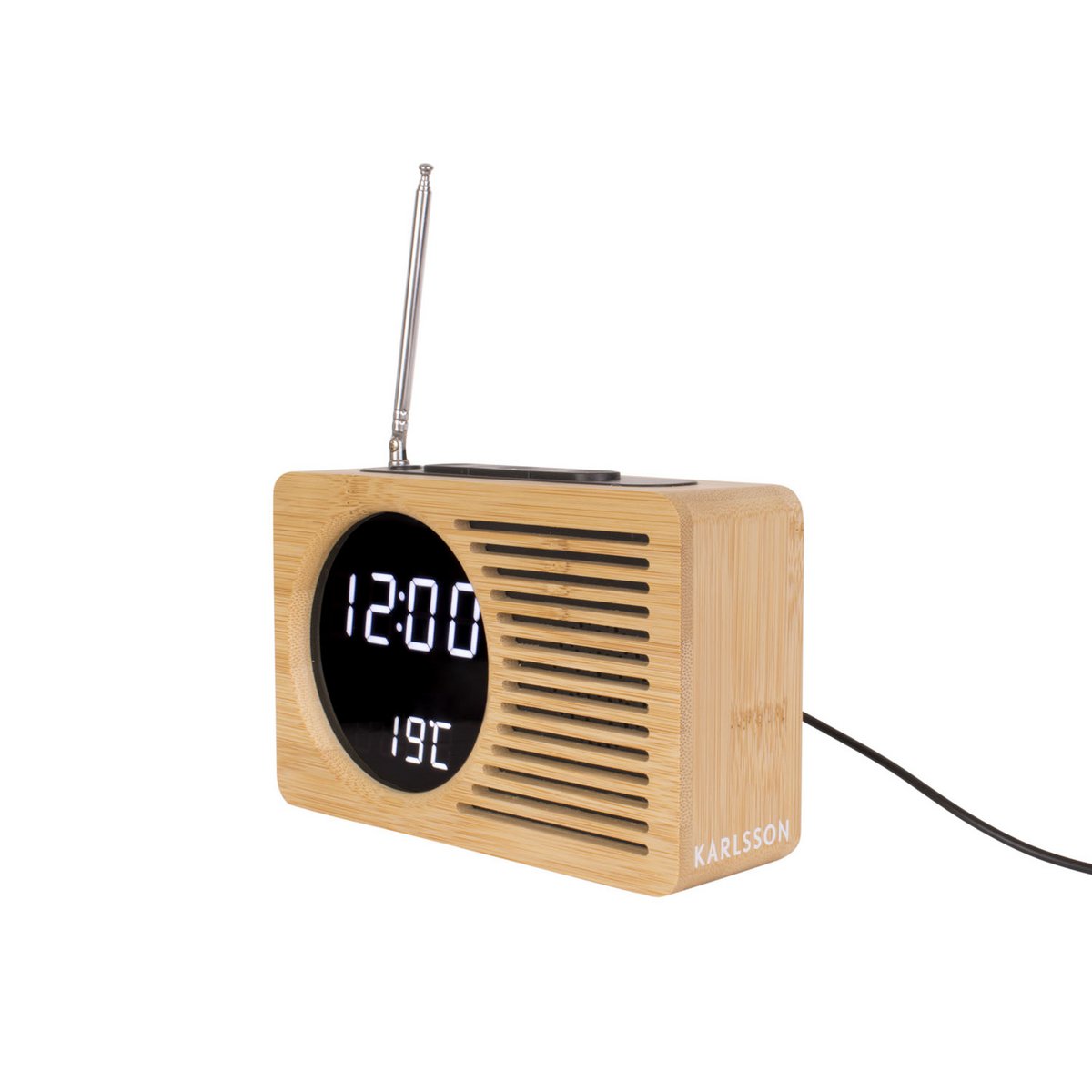 Wekker retro radio bamboe