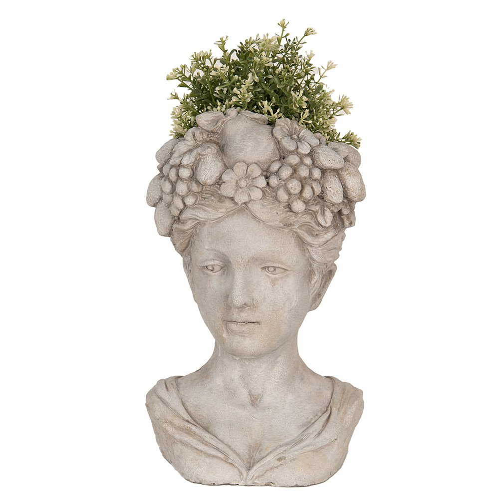 Bloempot hoofd 22x21x35 cm grijs steen